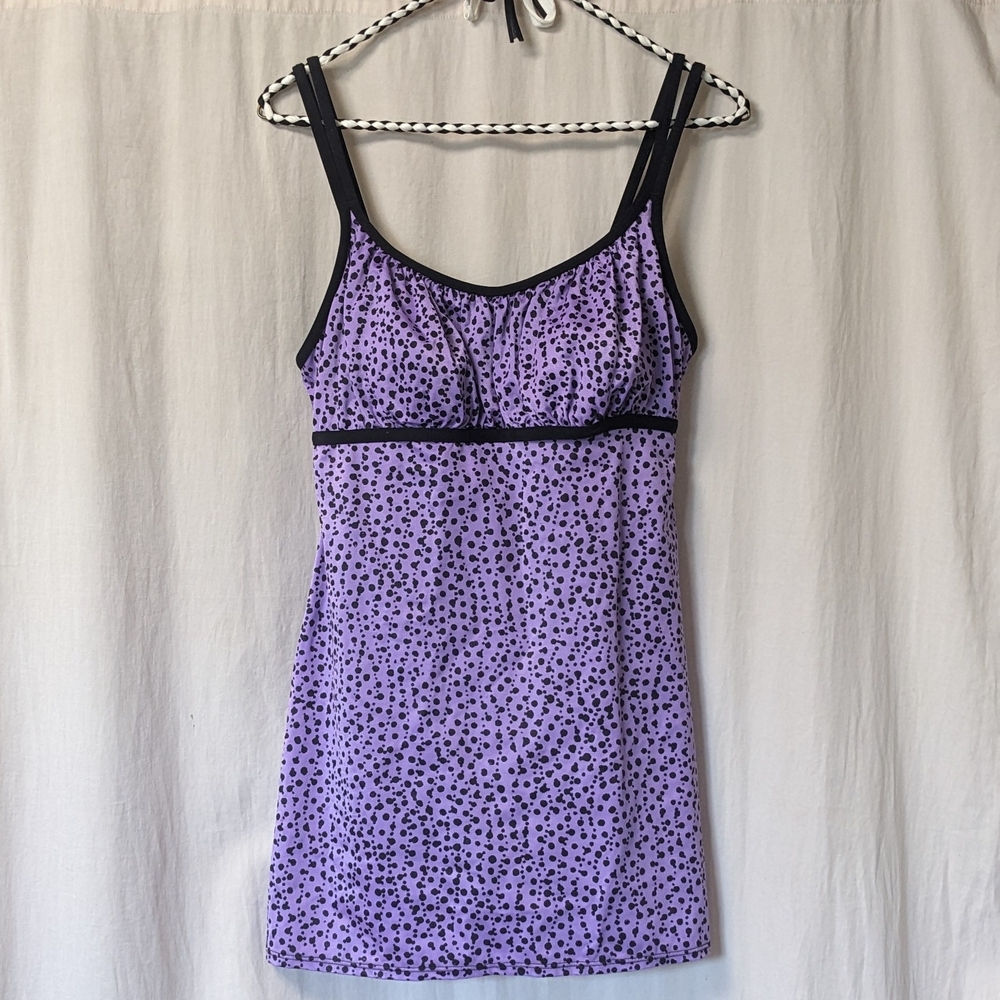 Vintage Purple Polka Dot Swimsuit Mini Dress